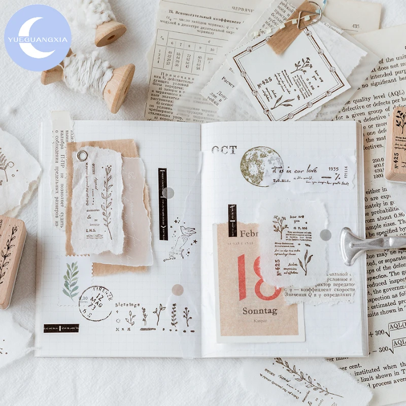 

YueGuangXia 8 Designs Plant Styles Wooden Rubber Stamp for Scrapbooking DIY Craft Standard Wooden Stamps Ink journal supplies