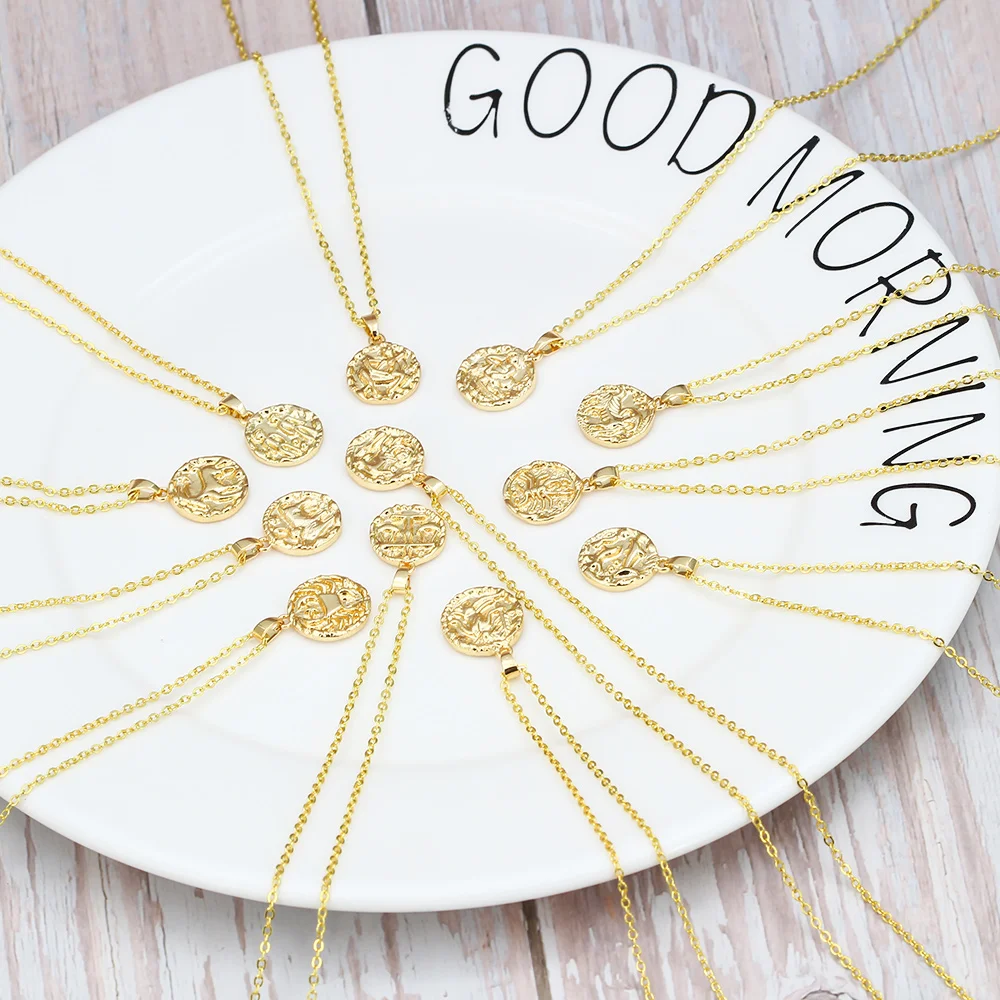 Колье с подвеской знаки Зодиака для мужчин и женщин ожерелье 12 знаками созвездий
