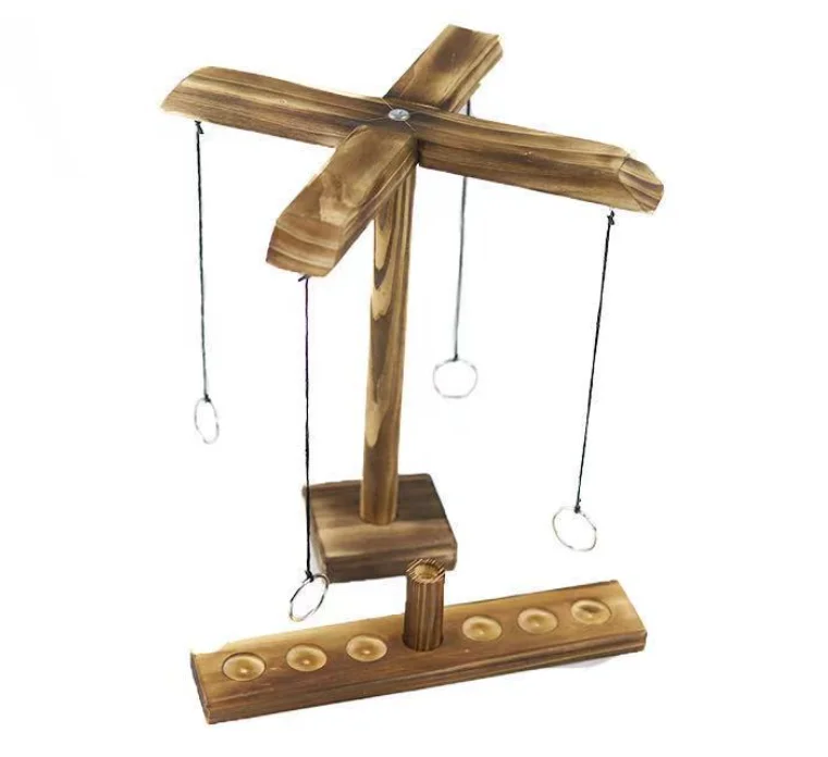 

Outdoor Camping Party Fun Toy Classic Ring Toss Game Tabletop Hook And Ring Game Interactive Wooden Ring Throwing Toss Game