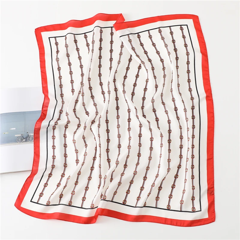 

Women Silk Scarf Fashion Lady Hair Band Square Pring Shawl and Wraps Bandana Female Neckerchief Headband Large Hijab New 2020