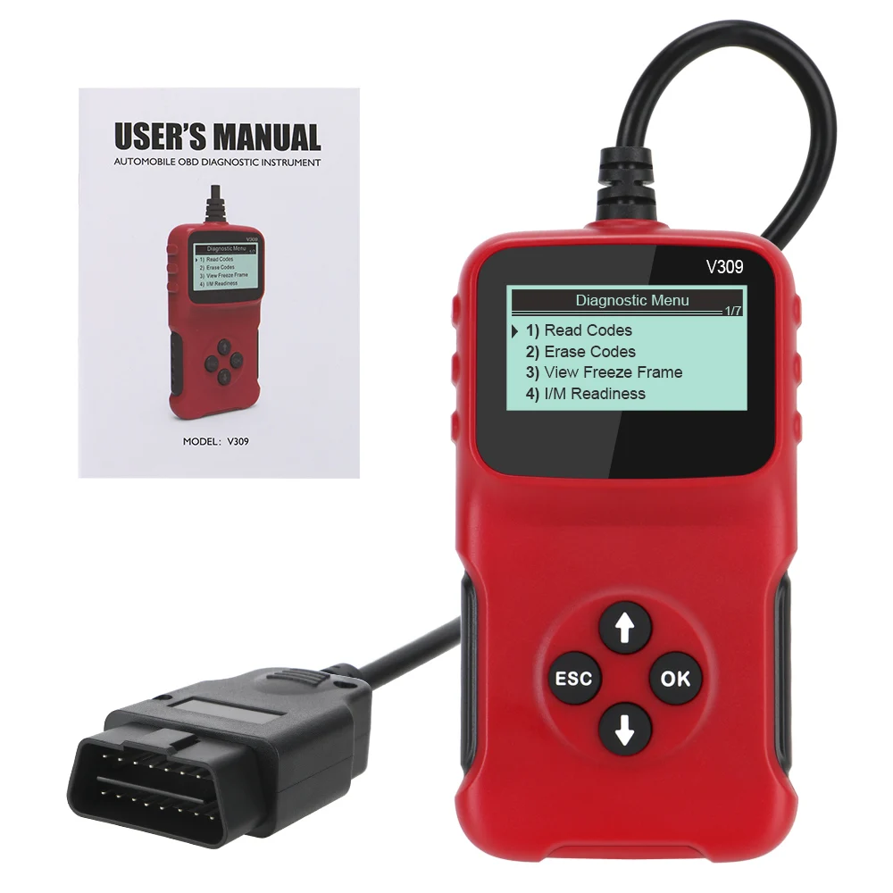 

2021 Car Fault Detector V309 OBD Diagnostic Scanner ELM327 Code Reader Data Tester Multiple Languages Check Tool New Upgrade