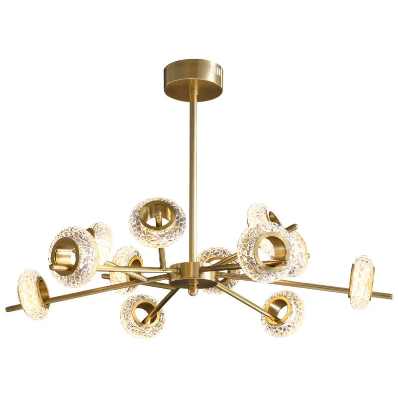 Net Red Luxury Chandelier All Copper round Simple Atmosphere Master Bedroom Restaurant  New European-Style Design Chandelier