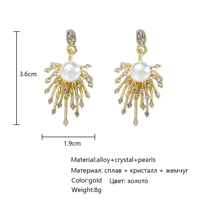 

Bacolod Beauty Crystal Pearls Drop Earrings for Women 2020 Hot Sale Party Birthday Wedding Jewelry Gold Color Water Drop Earring
