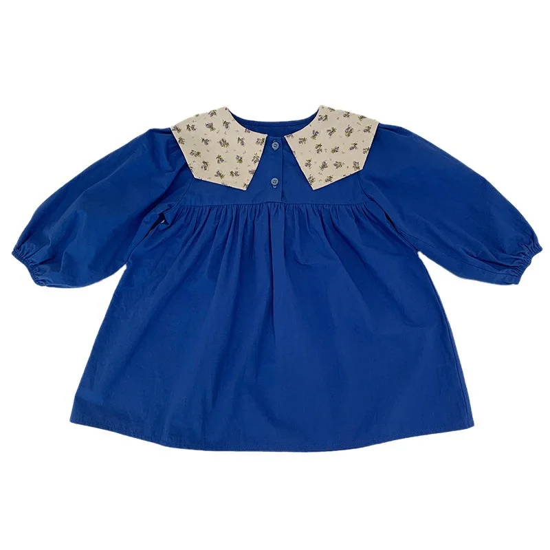 

Dress For Girls Spring Fashion Cotton Long Sleeve Dress For Baby Girl Sweet Turn-down Collar Casual Princess Dresses For Kids