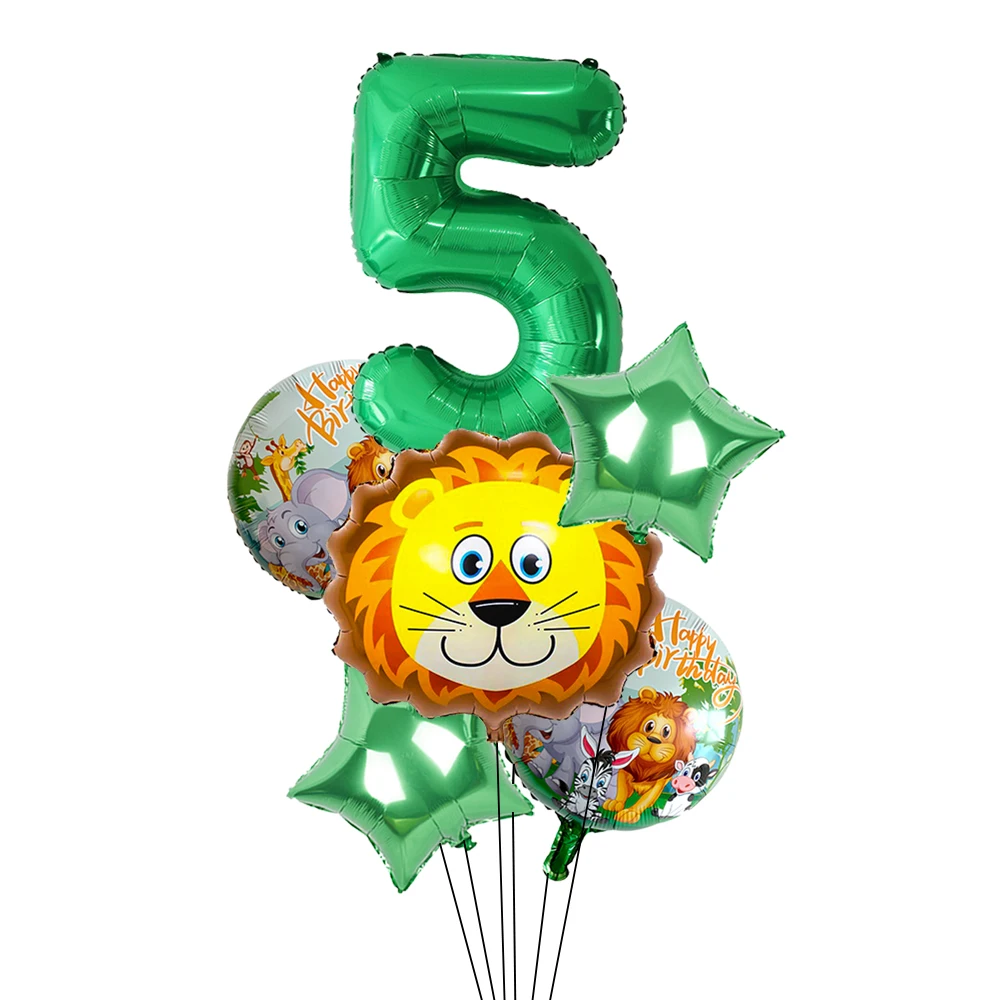 

6pcs/set Animal Foil Balloons Lion Hedgehog Squirrel Globos Kids Birthday Jungle Safari Theme Party Ballons Baby Shower Decor