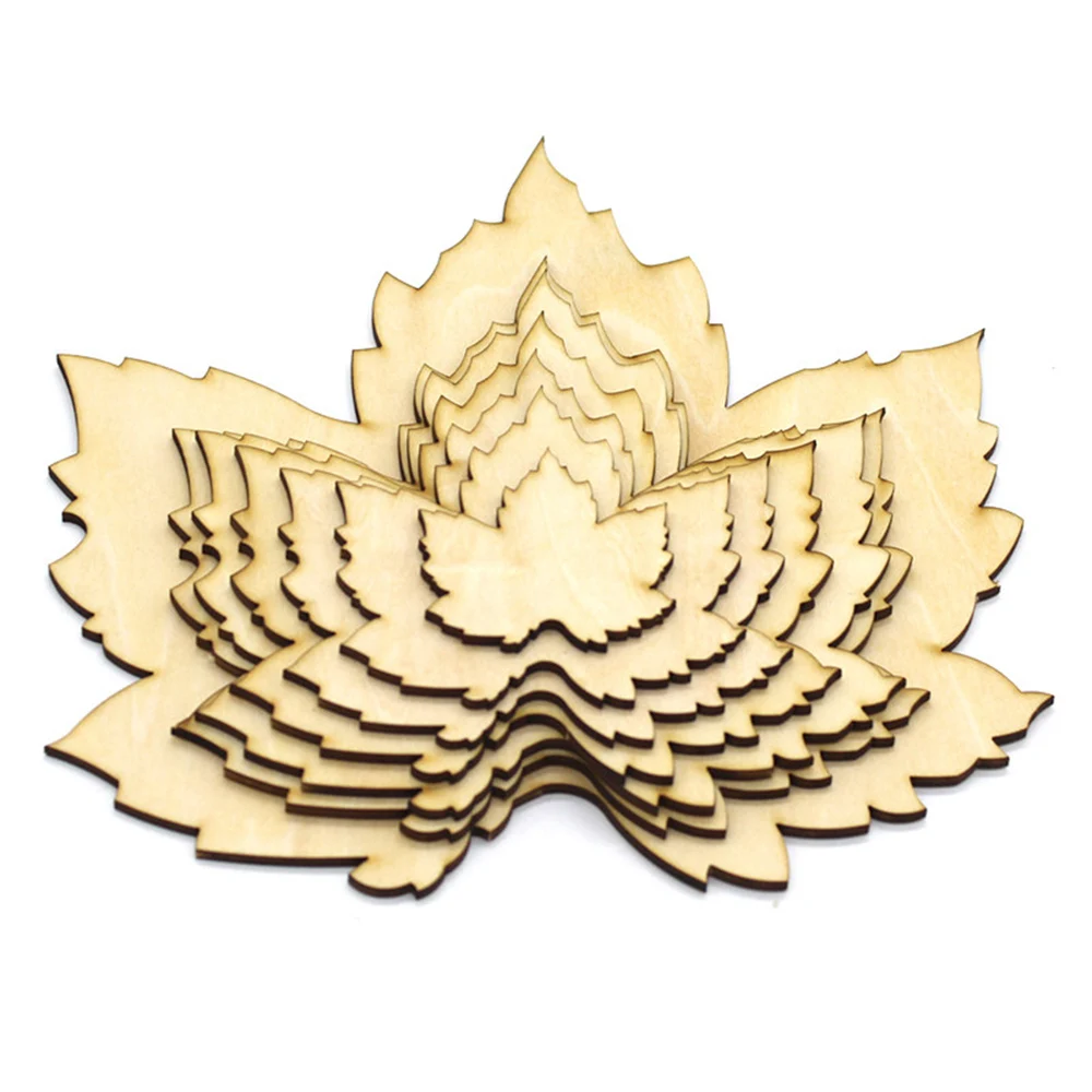 10 шт. деревянный узор в виде кленового листа листья пустое дерево ломтики Кнопки