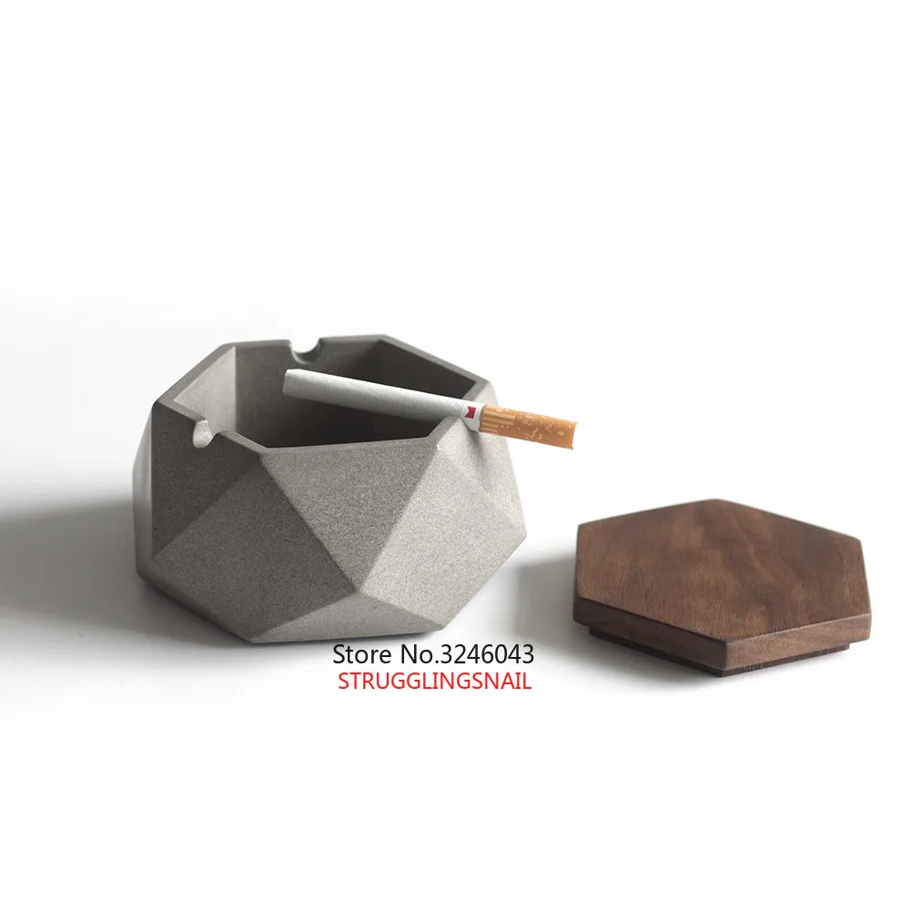 Новая цементная пепельница с деревянным покрытием утонченная промышленная