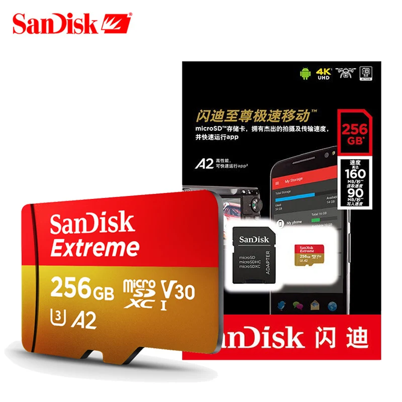 Карта памяти SanDisk Micro SD C10 256 ГБ 128 Гб 64 32 16 Extreme/Ultra microsd TF карта для экшн камер или