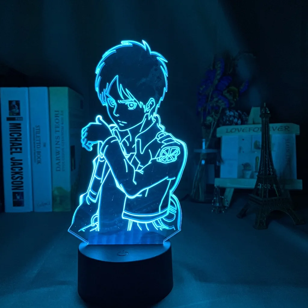 Акриловый 3d светодиодный ночной Светильник Eren Yeager украшение для спальни ночник