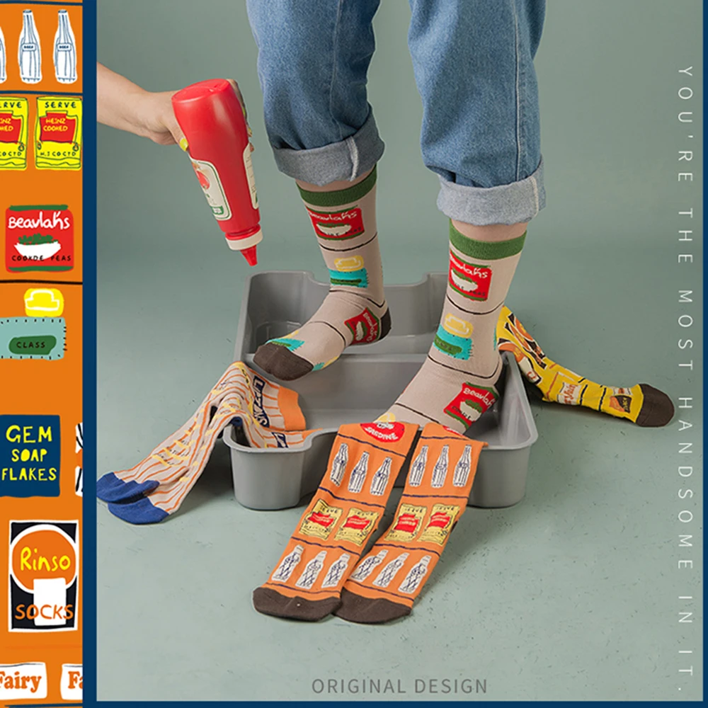 Женские носки Забавные милые Мультяшные с сыром попкорном пивными бобами едой