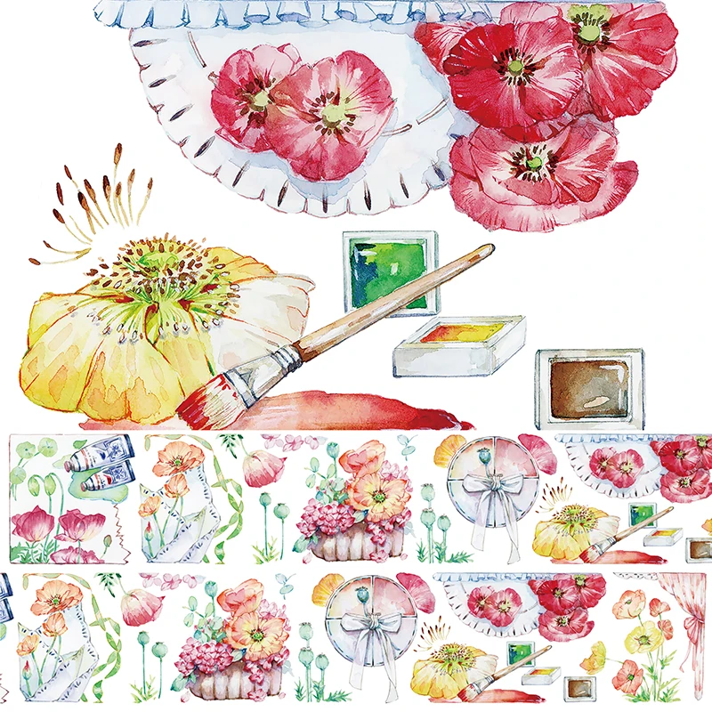 

Винтажная Красивая Маскировочная лента с изображением кукурузного мака домашних животных, Скотч для журнала, Скотч для самостоятельного о...