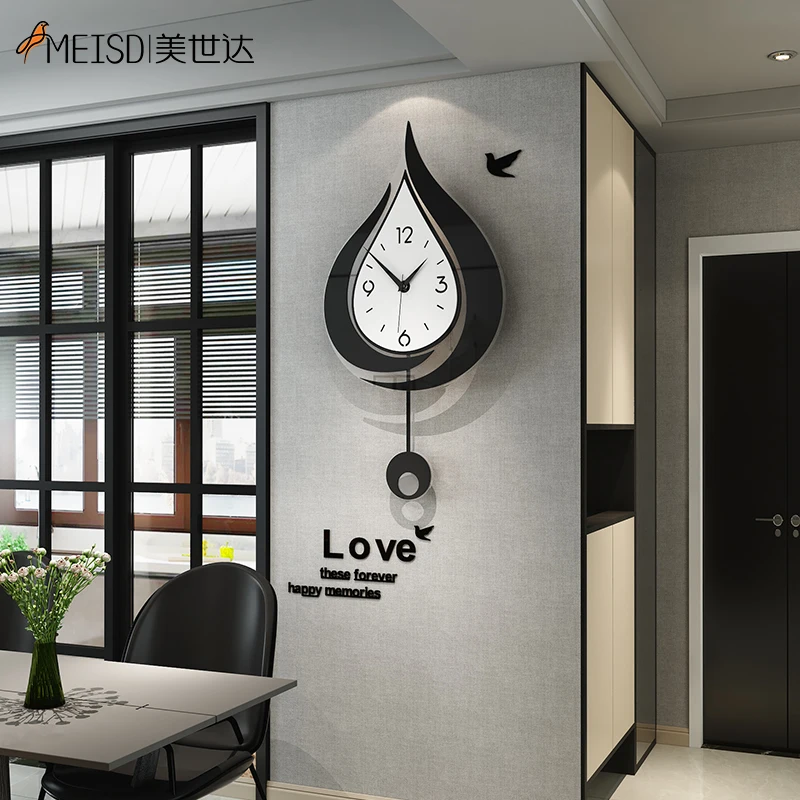 MEISD Modern Design Wall Watch Waterdrop Creative Wall Clock Pendulum DIY Stickers Home Decor Living Room Horloge Free Shipping