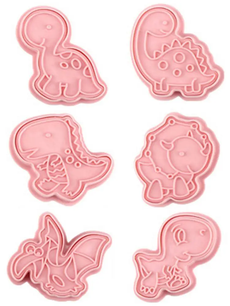 

Dinosaur Cookie Fondant Cutters Embossing Mold 3D Biscuit Stamper Cartoon Pressable Biscuit Mold Cookie Stamp Baking Pastry HOT