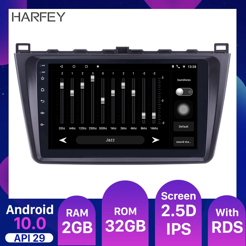 

Автомобильный мультимедийный плеер Harfey, 9 дюймов, 2din, GPS-навигация, Android 10,0, для Mazda 6 Rui wing, Bluetooth, Wi-Fi, 2008, 2009-2015