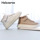 Кроссовки детские высокие, повседневные сетчатые, брендовые, для мальчиков и девочек, черные, на осень