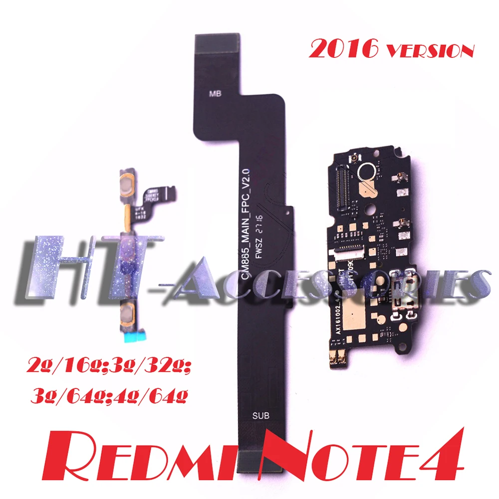 Для Xiaomi RedMi Note 4 Note4 MTK 2016 helio X20 зарядная плата с регулировкой громкости зарядка