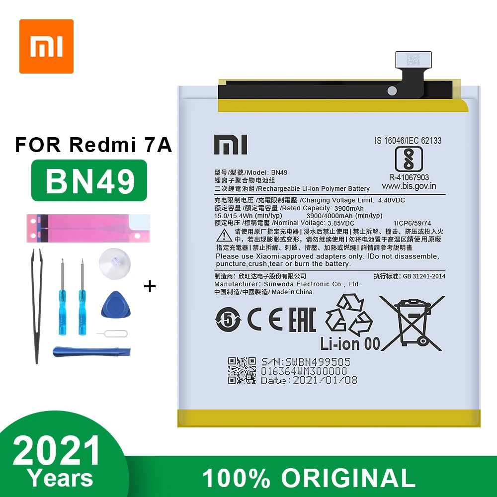 Оригинальный аккумулятор для телефона Xiaomi Redmi 7A BN49 4000 мАч высококачественный