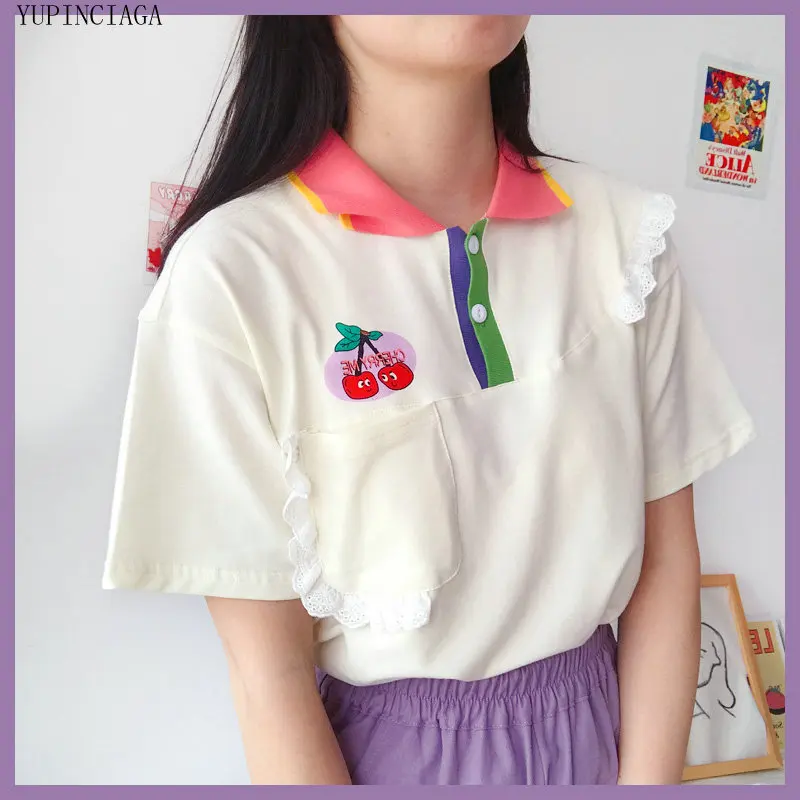 Футболка женская с отложным воротником Литературная рубашка короткими рукавами