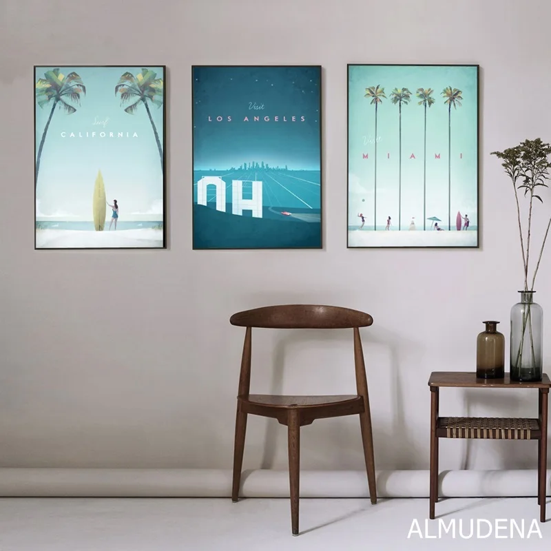 Декор в скандинавском стиле Мультяшные города плакаты и принты Картина на холсте