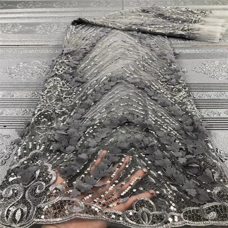 

Madison Pink Sequins Laces Fabrics for Bridal High Quality Lace Fabrics 3D Flower French Tulle Mesh Lace Fabric For Wedding