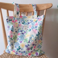 cotton tote bag women designer handbag 2021 new girls shoppers purse fashion casual floral printing large capacity shoulder bags