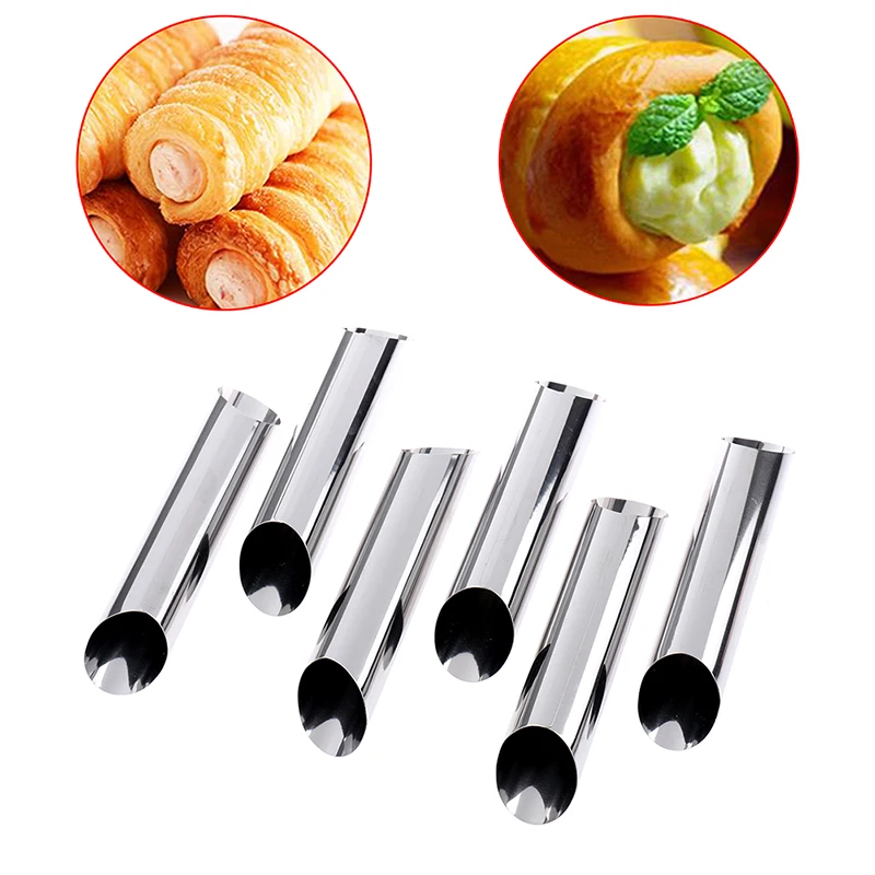 

6pcs/lot Stainless Steel Pastry Cannoli Forms Cake Horn Mold Cannoli Tubes shells Cream Horn Mould Pastry Baking Mold
