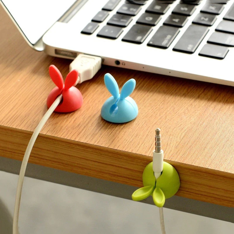4pcs Home Office Storage Winder Wrap Cord Cable Organizer Rabbit Shaped Wire Clip Space Saving Desk Accessories | Дом и сад