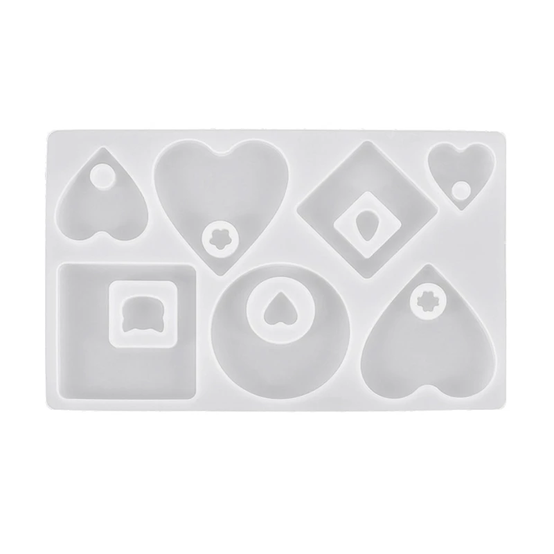 

Формы для литья ювелирных изделий, круглые квадратные подвески в форме сердца, формы из смолы с отверстием для подвешивания 652B