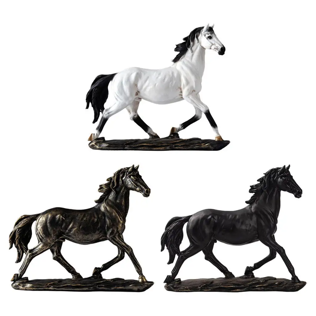 

Nordic Style Horse Statue Sculpture Decor Feng Shui Simulation Animal Statues for Home Office TV Shelf Tabletop Centerpiece