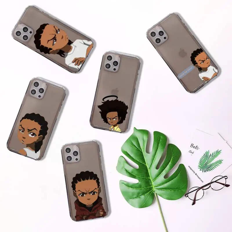 

The Boondocks Phone Case For iPhone 7 8 11 12 X XS XR MINI Pro Max Plus Retro Black Grey clear transparent