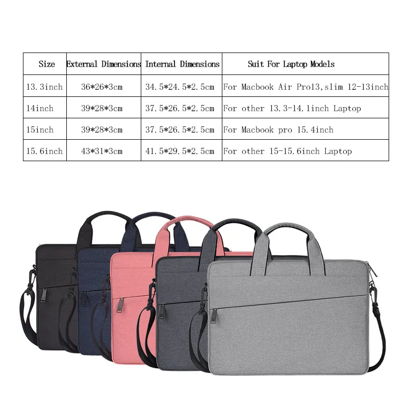 

Laptop Bag 13.3 14 15.6 inch Notebook Bags Sleeve Case For Macbook Air Pro 13 15 Computer Shoulder Handbag Briefcase Waterproof