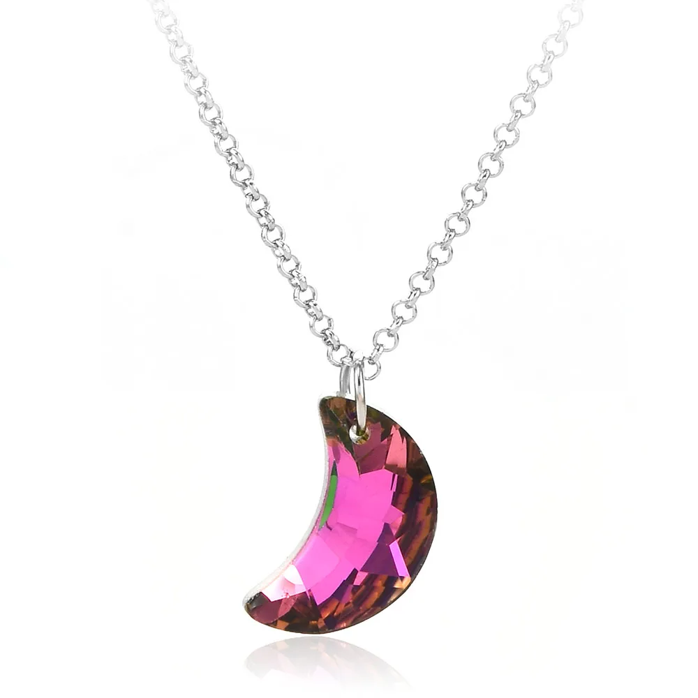 

Northern Lights Moon Pendant Rainbow Necklace Exquisite Charm Women Jewellery Necklace Party Chain Around the Neck Accessories