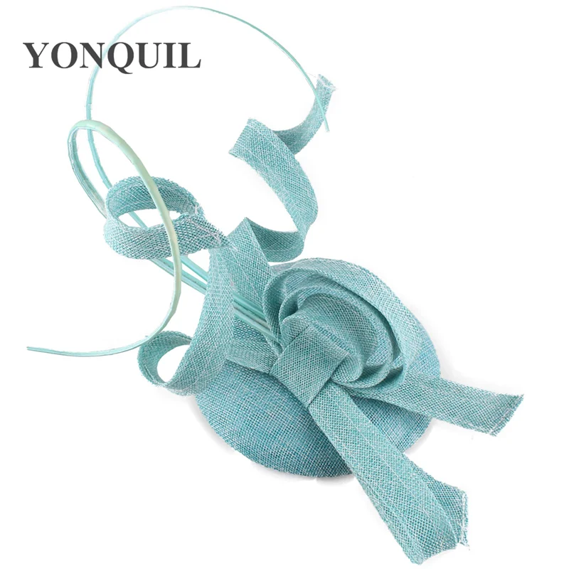 Champagne imitation sinamay fascinator ladies wedding hats royal floral with feathers headwear hair clips occasion church event