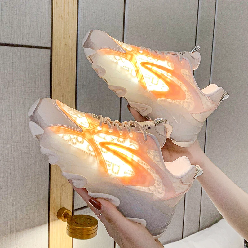 

Кроссовки женские сетчатые на шнуровке, универсальные сникерсы на платформе, дышащие, с круглым носком, летняя обувь