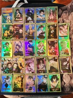 28pcsset demon slayer benefits bronzing kamado tanjirou kamado nezuko hobby collectibles game anime collection cards
