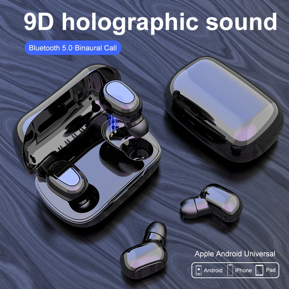 

L21 Bluetooth Earphones Wireless 5.0 Sports Earbuds Surround Sound Long Standby Bussiness headphone with Charging Compartment