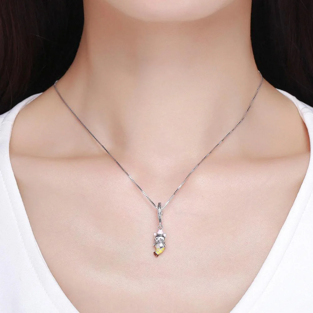 

Authentic 925 Sterling Silver Cute Cat pendants Charms fit Original Bracelet & Necklaces for women Jewelry Making Gifts
