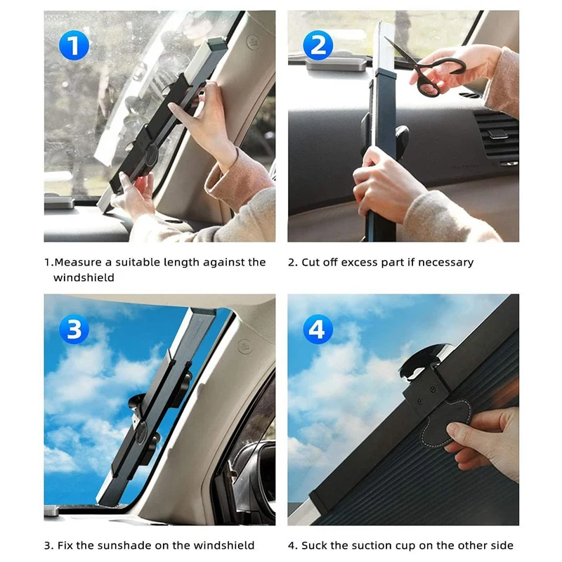 

Retractable Windshield Sun Shade for Car,Keep Your Vehicle Cool Prevent UV ,Fits Windshields of Various Sizes