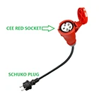 Красная розетка CEE для штепсельной вилки Schuko, 1 м, Удлинительный кабель для EVSE 16A 3P CEE, красное зарядное устройство IEC 62196
