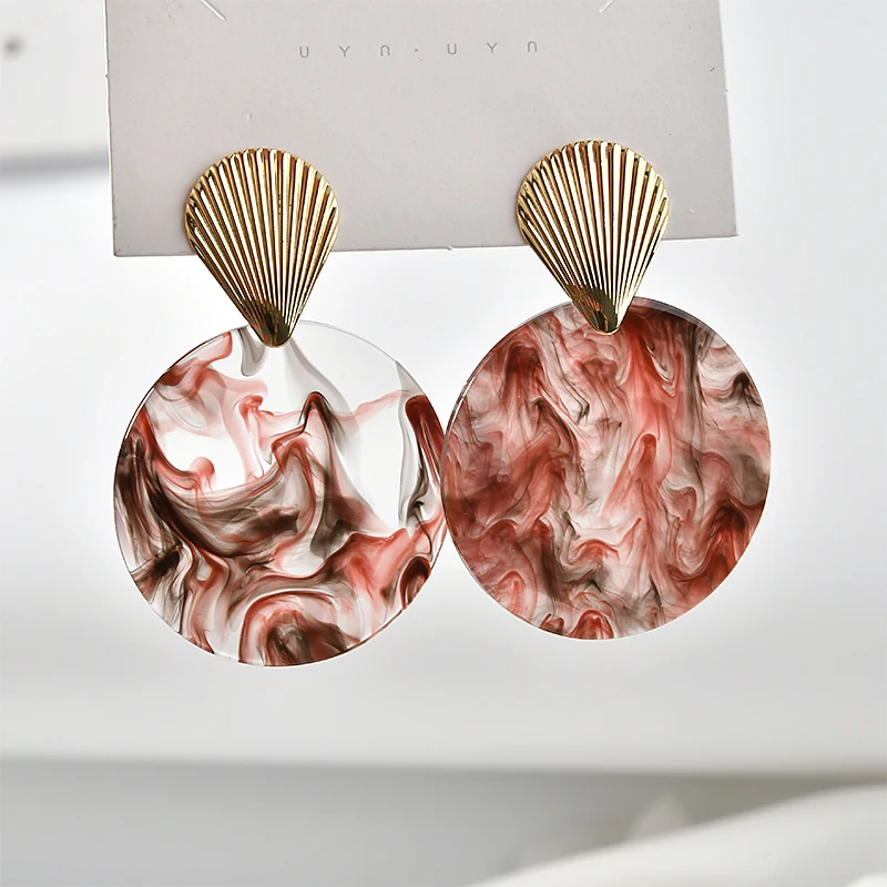 6 шт. круглые акриловые серьги гвоздики из ацетата|Ювелирная фурнитура и