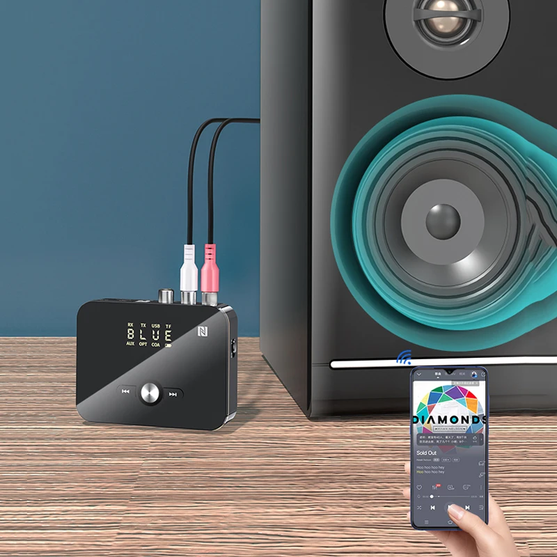 NFC Bluetooth 5 0 передатчик приемник 3 мм RCA оптический коаксиальный TF/U диск