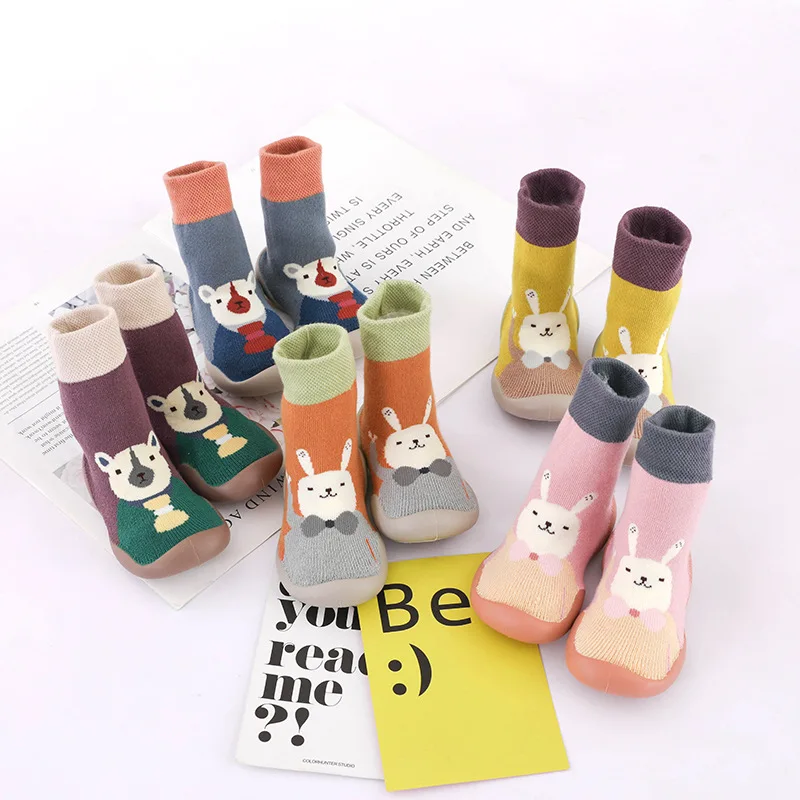 baby toddler shoes non-slip  Animal rabbit bear shoes sock floor shoes Anti-off Foot Socks 5sizes F-16 5colors KeDing