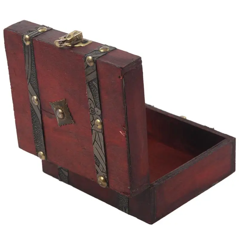 

Wooden Vintage Lock Treasure Chest Jewelery Storage Box Case Organiser Ring Gift