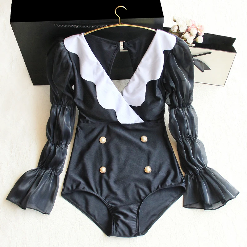 

Купальник STAERK с длинными рукавами, черный летний Цельный купальник, закрытый спортивный женский купальный костюм, Пляжная купальная одежда