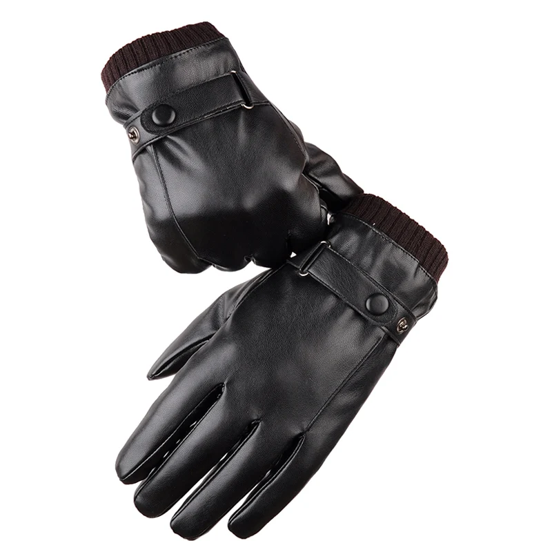 

Men's Gloves Black Winter Mittens Keep Warm Touch Screen Windproof Driving Guantes Male Autumn Winter PU Leather Gloves Business