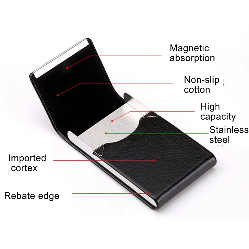 

Fashion Easy To Use Unisex Business Card PU Leather Card Holder Case Hot Sale Men's Credit Card Holder Wallet Tarjetero Hombre