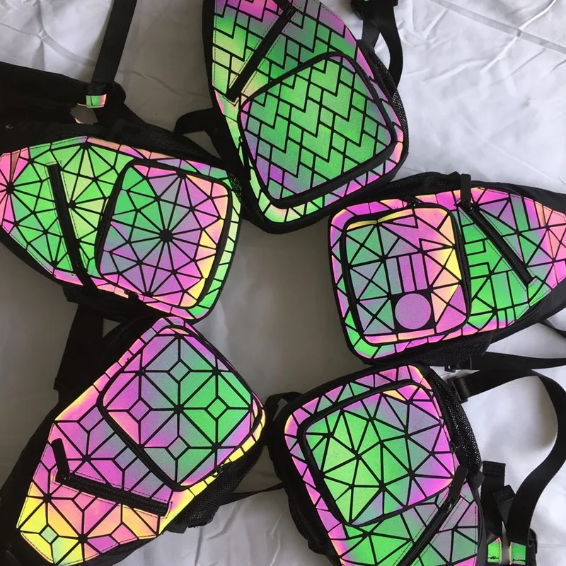 Men backpacks Male Shoulder crossbody Bags Luminous Geometric Crossbody for Man Chest bag Boys Sports Travel Bagpack |