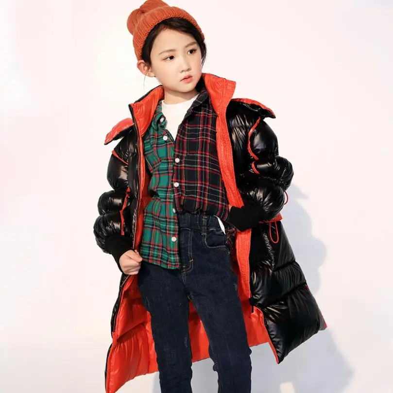 Модное глянцевое пуховое пальто с лазерным наполнителем зимняя теплая куртка