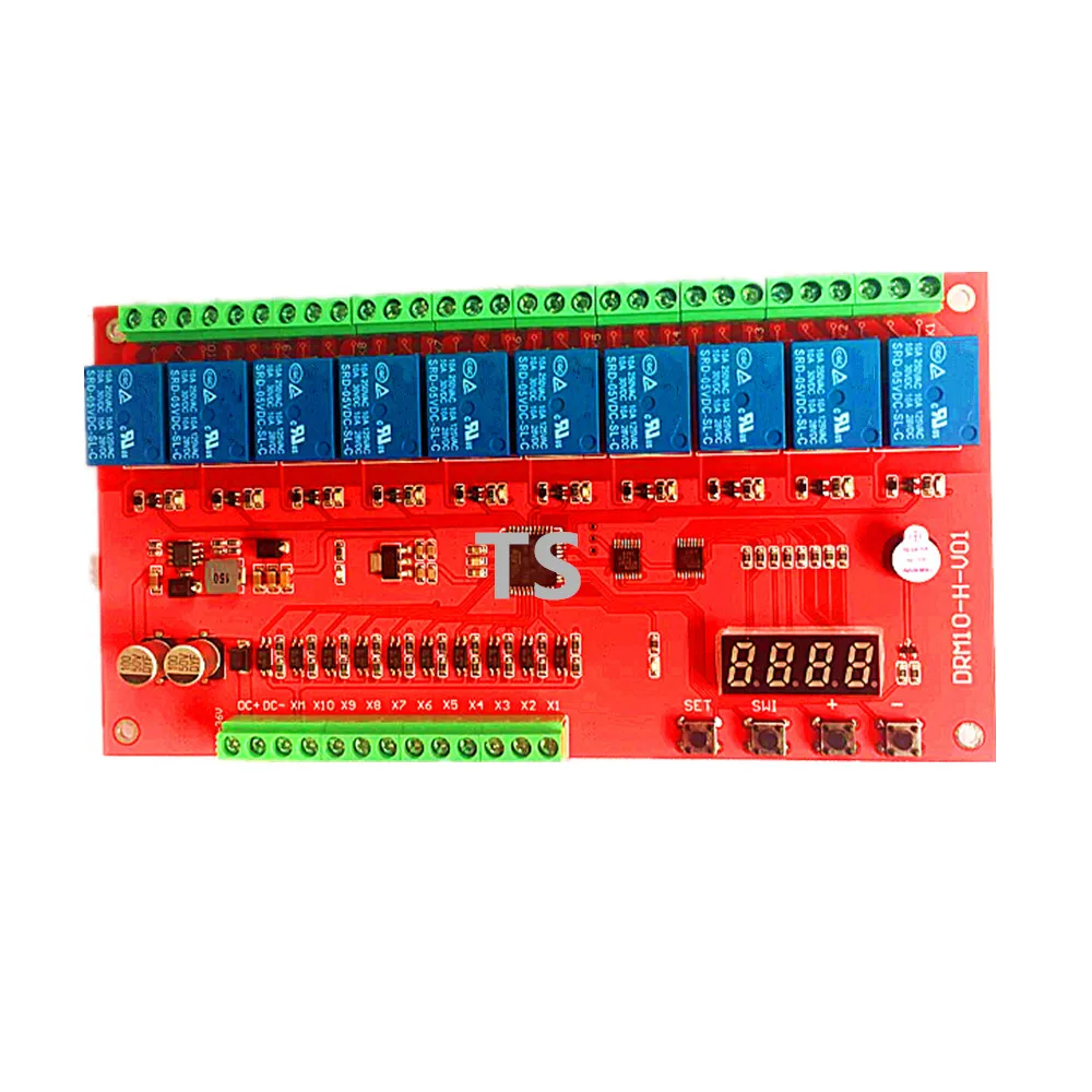 

DRM10 10-channel multi-function relay module / delay / self-locking / cycle / timing / linkage / control 10 channel relay module