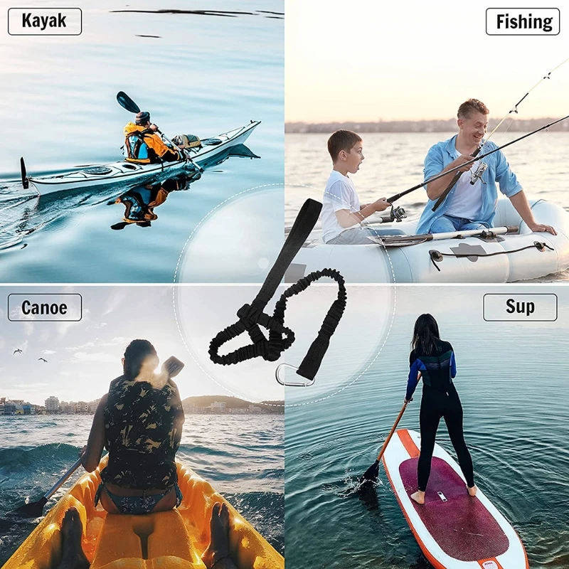 

Поводок для байдарки, оборудование для каякинга с быстроразъемным держателем для лопастей, D-образный карабин, растягивающийся